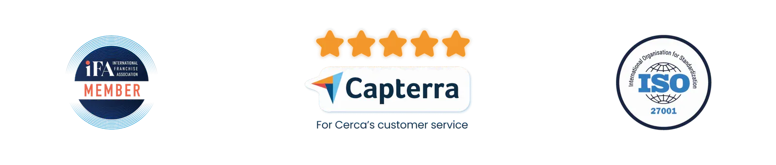 IFA member, 5 stars on Capterra for customer service, ISO 27001 certified